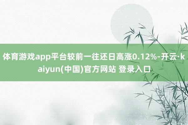 体育游戏app平台较前一往还日高涨0.12%-开云·kaiyun(中国)官方网站 登录入口