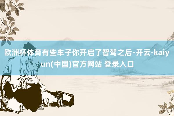 欧洲杯体育有些车子你开启了智驾之后-开云·kaiyun(中国)官方网站 登录入口