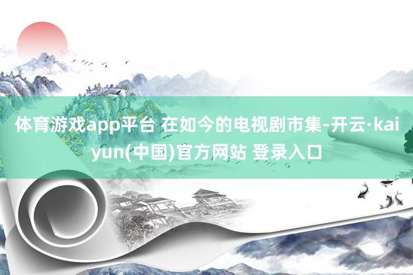 体育游戏app平台 在如今的电视剧市集-开云·kaiyun(中国)官方网站 登录入口