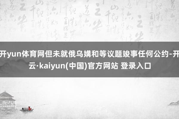 开yun体育网但未就俄乌媾和等议题竣事任何公约-开云·kaiyun(中国)官方网站 登录入口