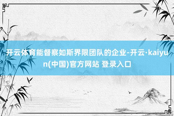 开云体育能督察如斯界限团队的企业-开云·kaiyun(中国)官方网站 登录入口