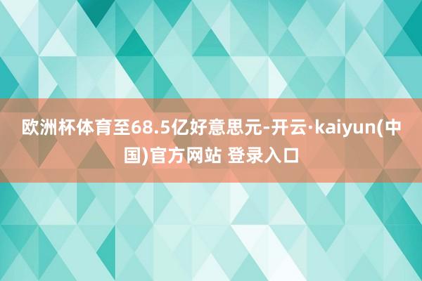 欧洲杯体育至68.5亿好意思元-开云·kaiyun(中国)官方网站 登录入口