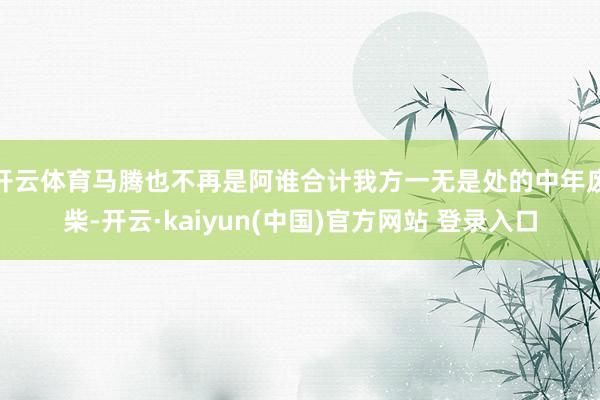 开云体育马腾也不再是阿谁合计我方一无是处的中年废柴-开云·kaiyun(中国)官方网站 登录入口