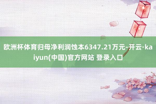 欧洲杯体育归母净利润蚀本6347.21万元-开云·kaiyun(中国)官方网站 登录入口