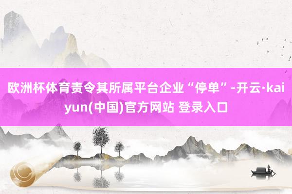 欧洲杯体育责令其所属平台企业“停单”-开云·kaiyun(中国)官方网站 登录入口